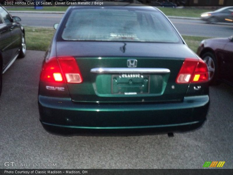 Clover Green Metallic / Beige 2002 Honda Civic LX Sedan