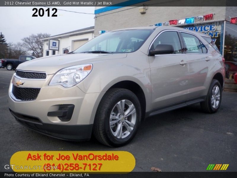 Gold Mist Metallic / Jet Black 2012 Chevrolet Equinox LS AWD