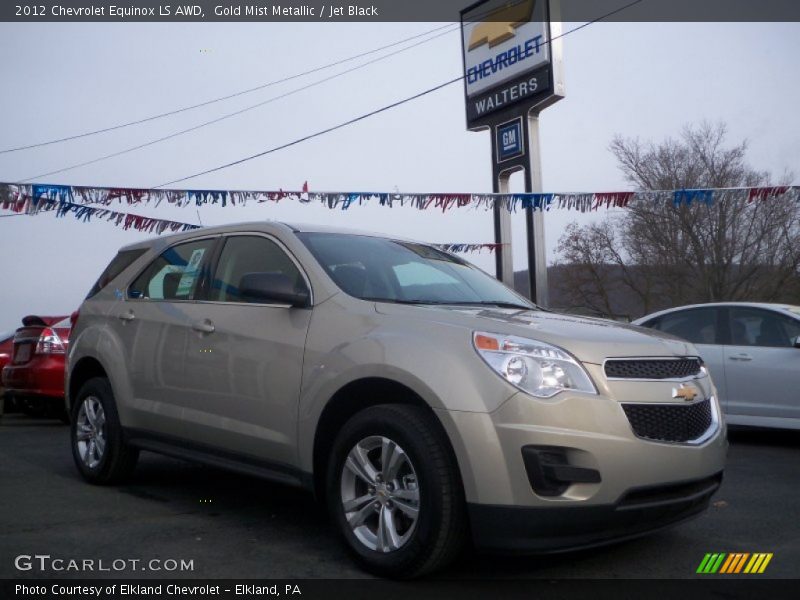 Gold Mist Metallic / Jet Black 2012 Chevrolet Equinox LS AWD