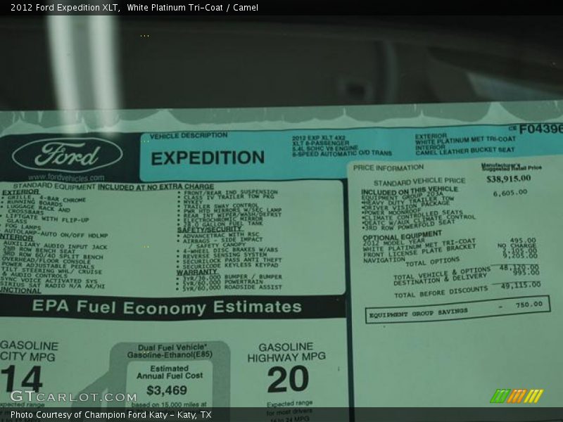  2012 Expedition XLT Window Sticker