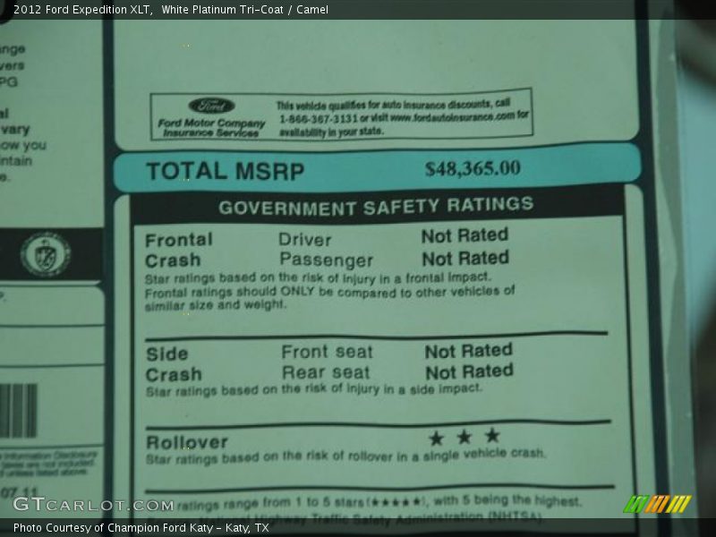  2012 Expedition XLT Window Sticker