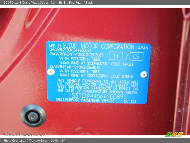 Shining Red Pearl / Black 2006 Suzuki Grand Vitara XSport 4x4
