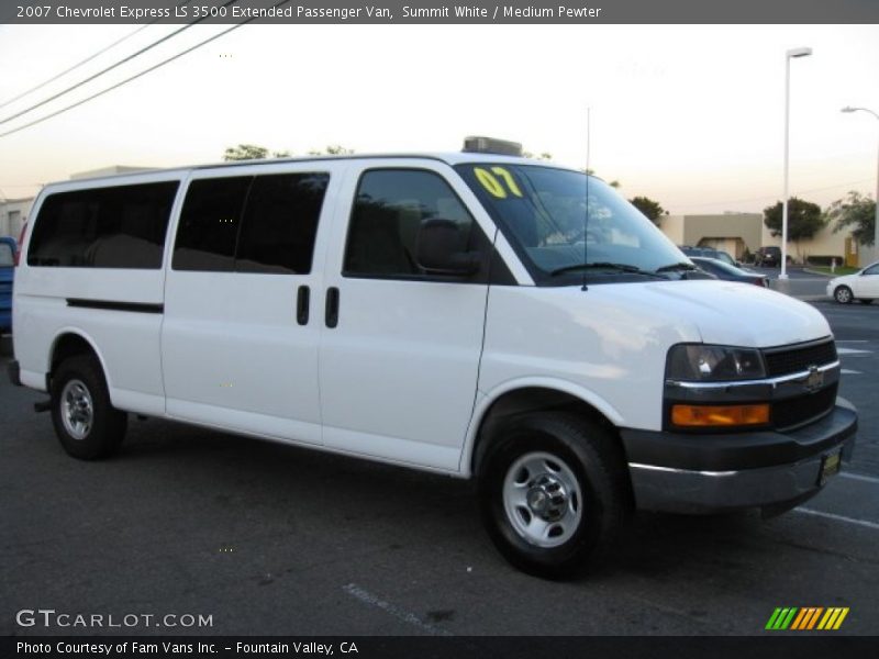 Summit White / Medium Pewter 2007 Chevrolet Express LS 3500 Extended Passenger Van