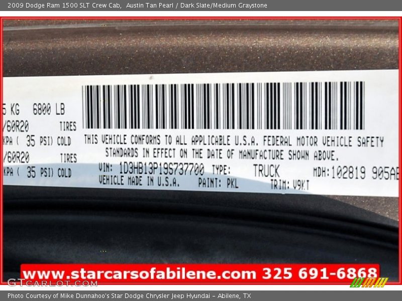 Austin Tan Pearl / Dark Slate/Medium Graystone 2009 Dodge Ram 1500 SLT Crew Cab