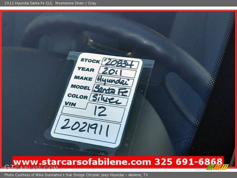 Moonstone Silver / Gray 2011 Hyundai Santa Fe GLS
