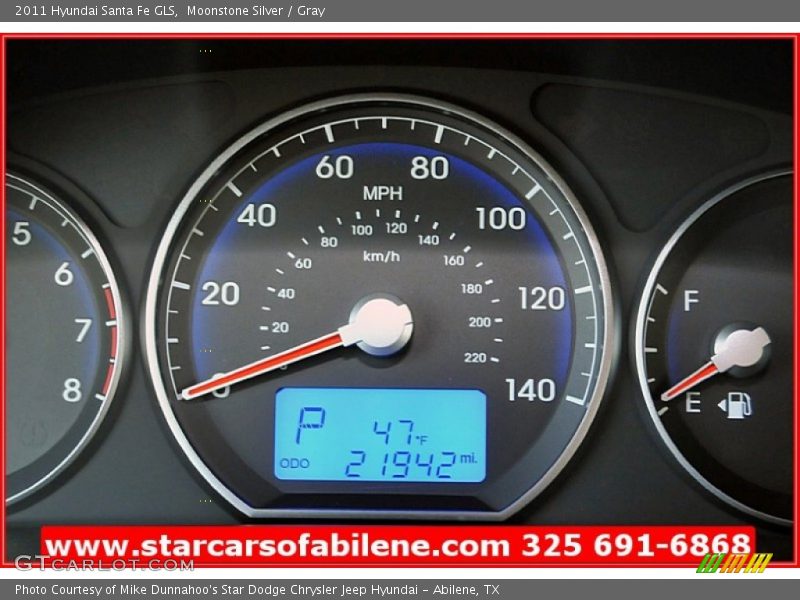 Moonstone Silver / Gray 2011 Hyundai Santa Fe GLS