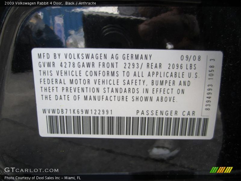 Black / Anthracite 2009 Volkswagen Rabbit 4 Door