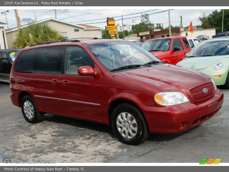 Ruby Red Metallic / Gray 2005 Kia Sedona LX