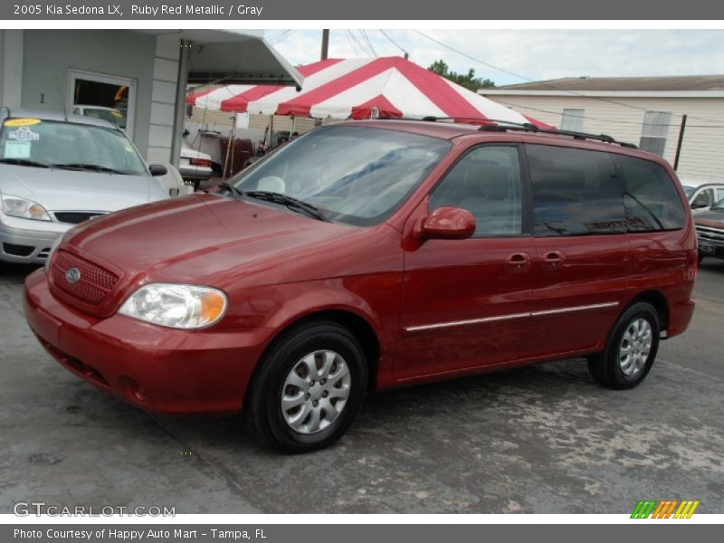 Ruby Red Metallic / Gray 2005 Kia Sedona LX