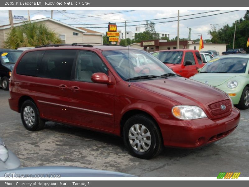 Ruby Red Metallic / Gray 2005 Kia Sedona LX