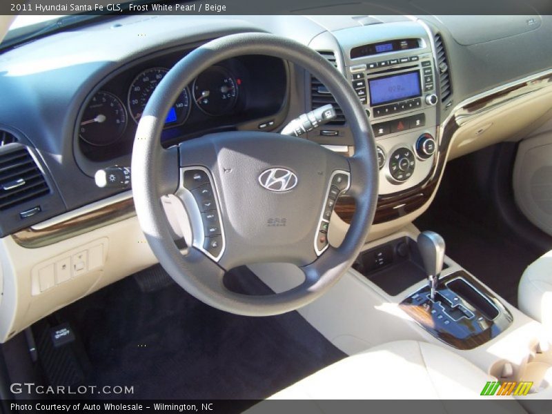 Frost White Pearl / Beige 2011 Hyundai Santa Fe GLS