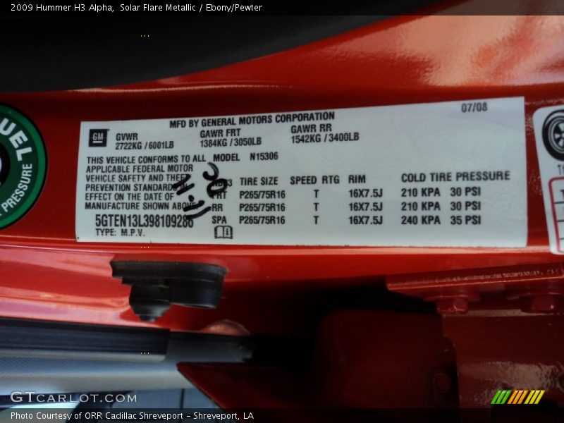 Info Tag of 2009 H3 Alpha