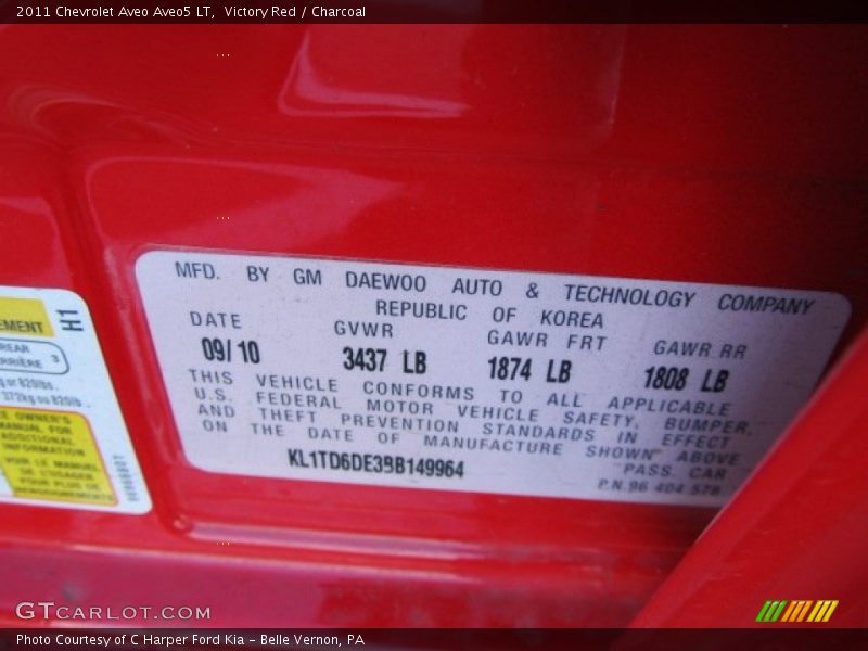Victory Red / Charcoal 2011 Chevrolet Aveo Aveo5 LT