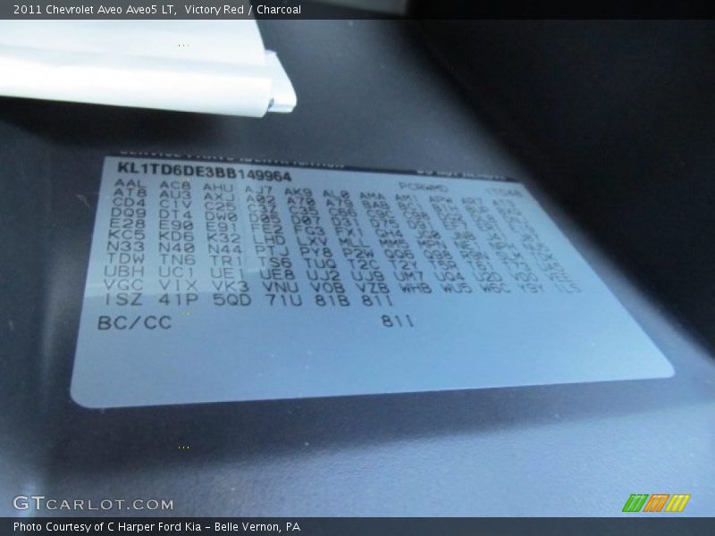 Victory Red / Charcoal 2011 Chevrolet Aveo Aveo5 LT