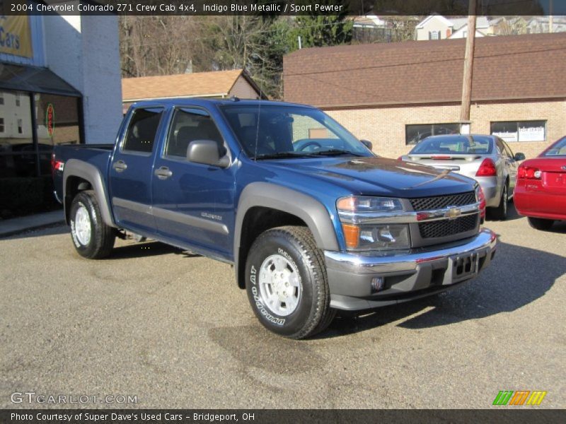 Indigo Blue Metallic / Sport Pewter 2004 Chevrolet Colorado Z71 Crew Cab 4x4