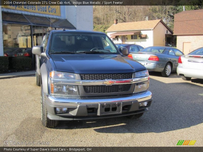 Indigo Blue Metallic / Sport Pewter 2004 Chevrolet Colorado Z71 Crew Cab 4x4