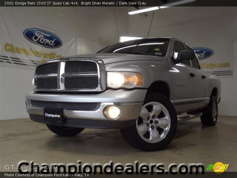 Bright Silver Metallic / Dark Slate Gray 2002 Dodge Ram 1500 ST Quad Cab 4x4