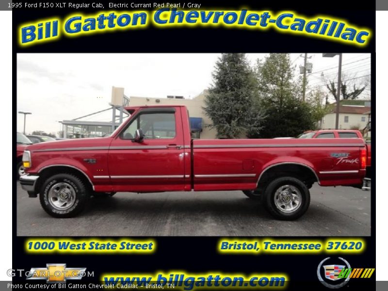 Electric Currant Red Pearl / Gray 1995 Ford F150 XLT Regular Cab