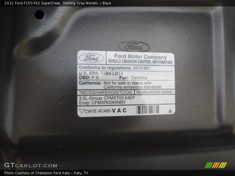 Sterling Gray Metallic / Black 2012 Ford F150 FX2 SuperCrew