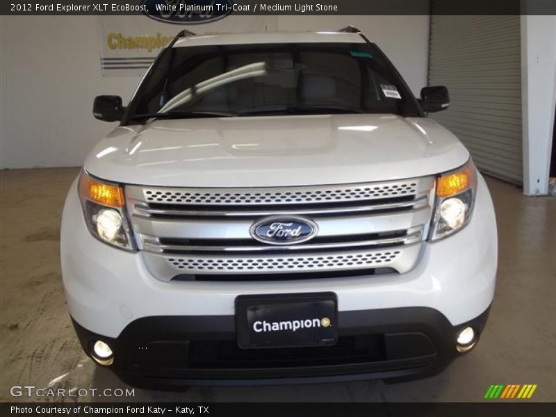 White Platinum Tri-Coat / Medium Light Stone 2012 Ford Explorer XLT EcoBoost