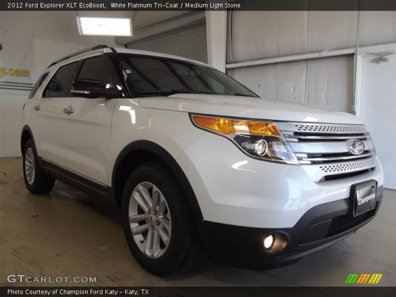 White Platinum Tri-Coat / Medium Light Stone 2012 Ford Explorer XLT EcoBoost