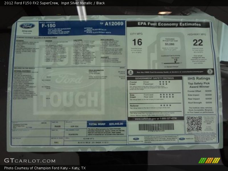  2012 F150 FX2 SuperCrew Window Sticker