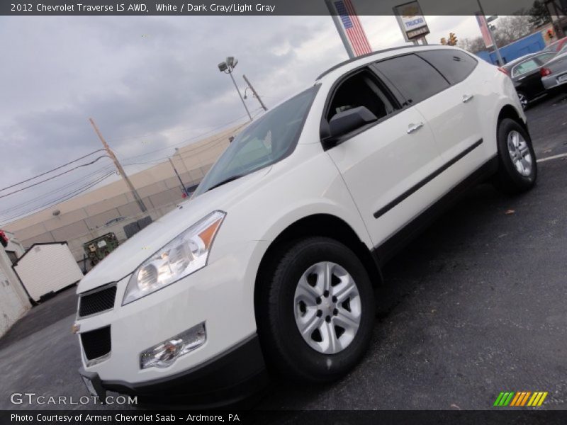 White / Dark Gray/Light Gray 2012 Chevrolet Traverse LS AWD