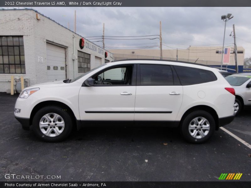 White / Dark Gray/Light Gray 2012 Chevrolet Traverse LS AWD