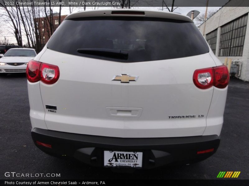 White / Dark Gray/Light Gray 2012 Chevrolet Traverse LS AWD