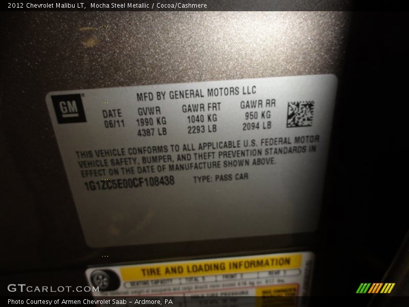 Mocha Steel Metallic / Cocoa/Cashmere 2012 Chevrolet Malibu LT