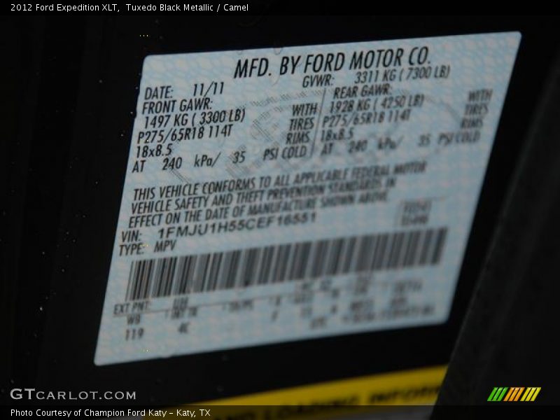 Tuxedo Black Metallic / Camel 2012 Ford Expedition XLT