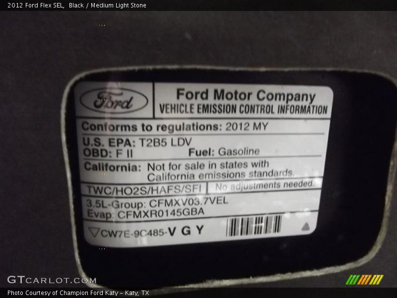 Black / Medium Light Stone 2012 Ford Flex SEL