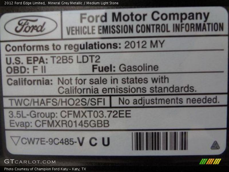 Mineral Grey Metallic / Medium Light Stone 2012 Ford Edge Limited