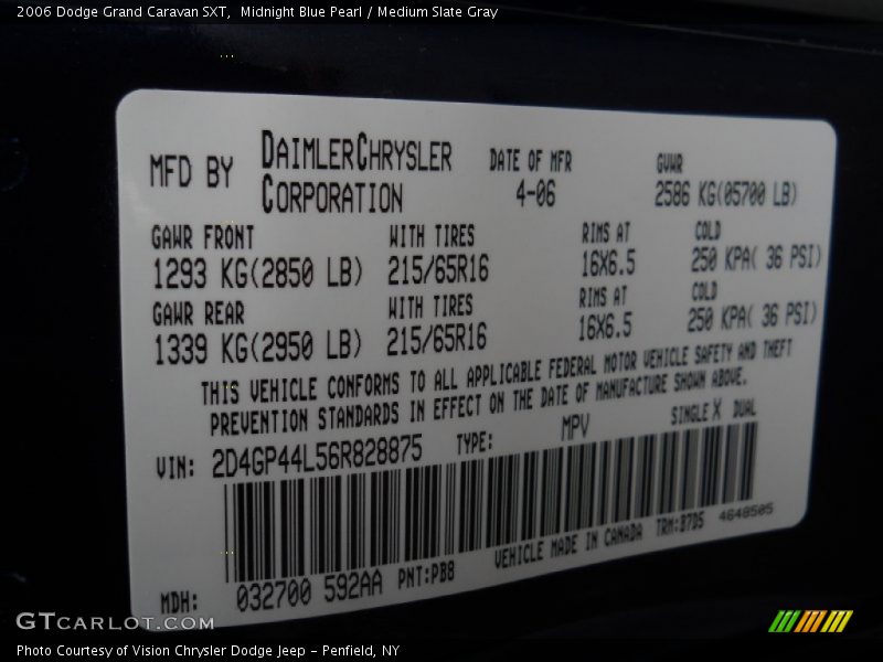 Midnight Blue Pearl / Medium Slate Gray 2006 Dodge Grand Caravan SXT