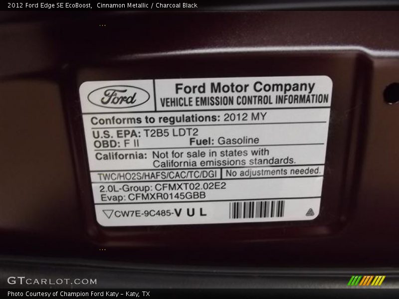 Cinnamon Metallic / Charcoal Black 2012 Ford Edge SE EcoBoost