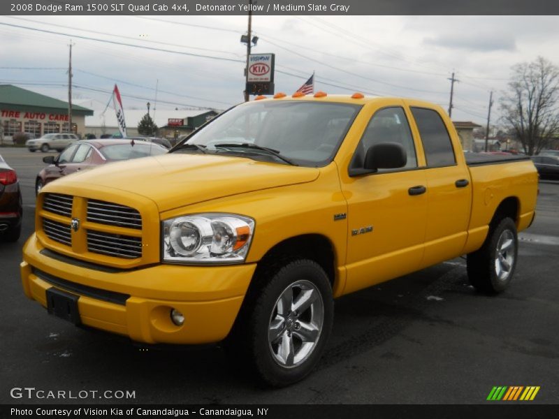Detonator Yellow / Medium Slate Gray 2008 Dodge Ram 1500 SLT Quad Cab 4x4
