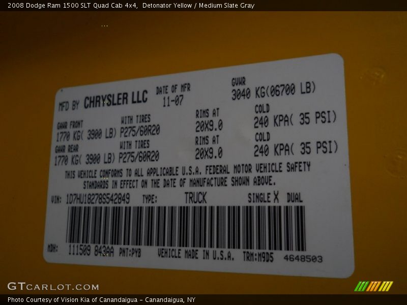 Detonator Yellow / Medium Slate Gray 2008 Dodge Ram 1500 SLT Quad Cab 4x4