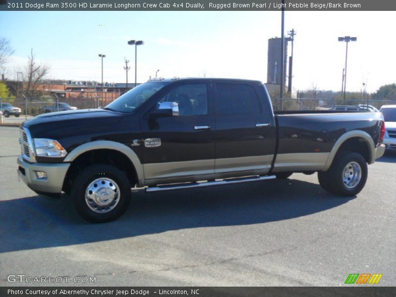Rugged Brown Pearl / Light Pebble Beige/Bark Brown 2011 Dodge Ram 3500 HD Laramie Longhorn Crew Cab 4x4 Dually