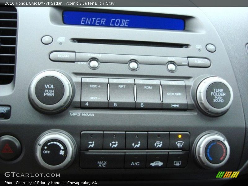 Atomic Blue Metallic / Gray 2010 Honda Civic DX-VP Sedan
