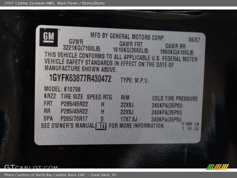 Black Raven / Ebony/Ebony 2007 Cadillac Escalade AWD