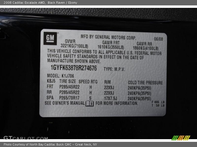 Black Raven / Ebony 2008 Cadillac Escalade AWD