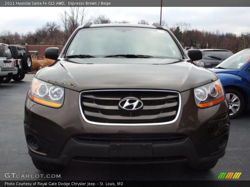 Espresso Brown / Beige 2011 Hyundai Santa Fe GLS AWD