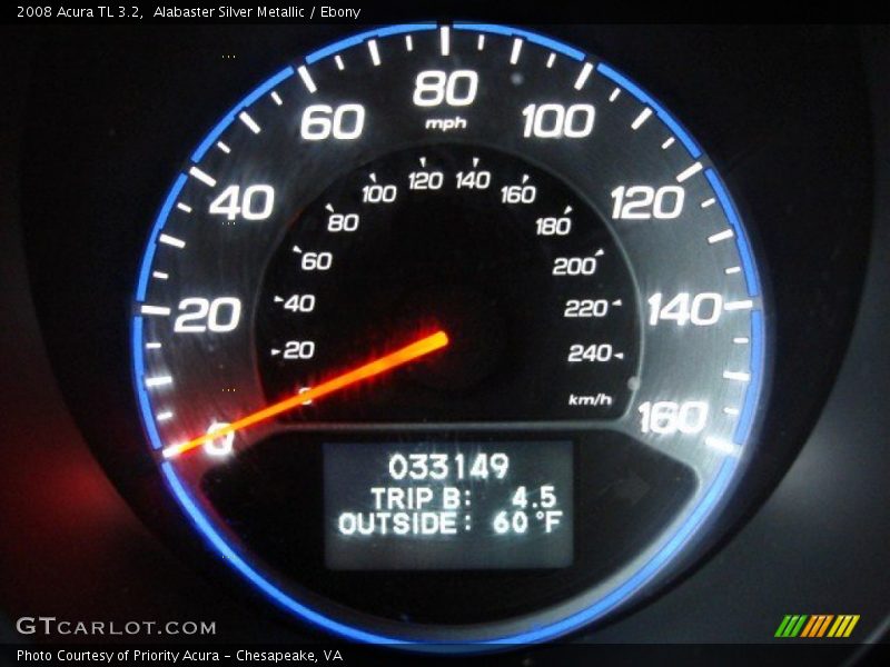 Alabaster Silver Metallic / Ebony 2008 Acura TL 3.2