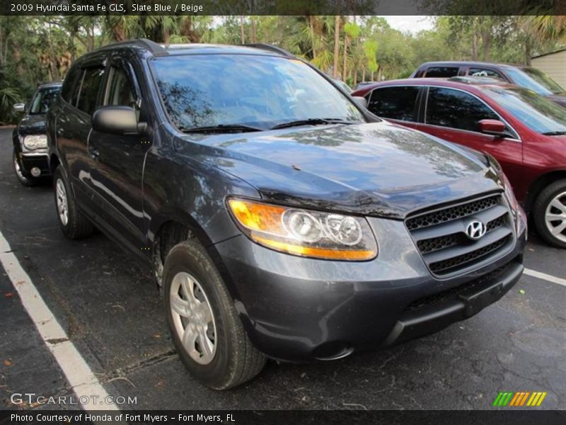 Slate Blue / Beige 2009 Hyundai Santa Fe GLS