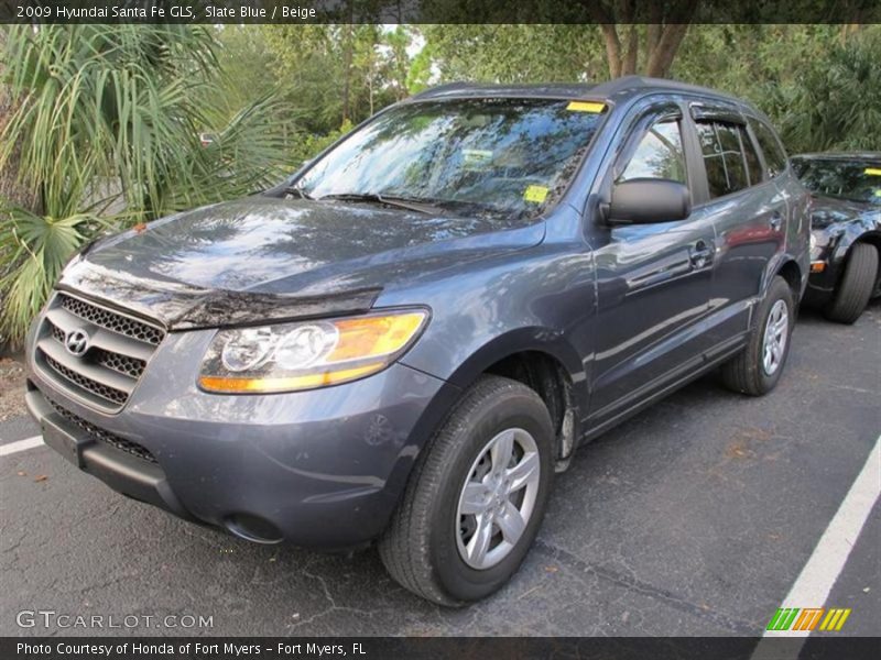 Slate Blue / Beige 2009 Hyundai Santa Fe GLS