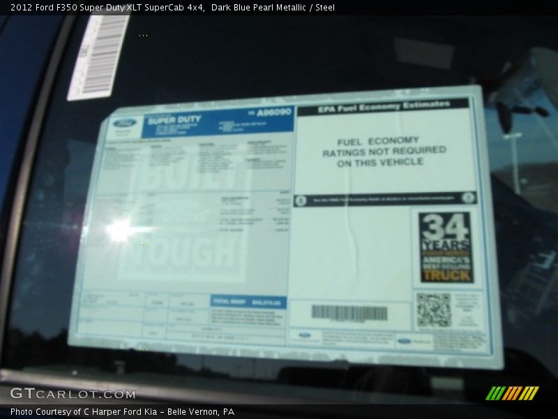 Dark Blue Pearl Metallic / Steel 2012 Ford F350 Super Duty XLT SuperCab 4x4
