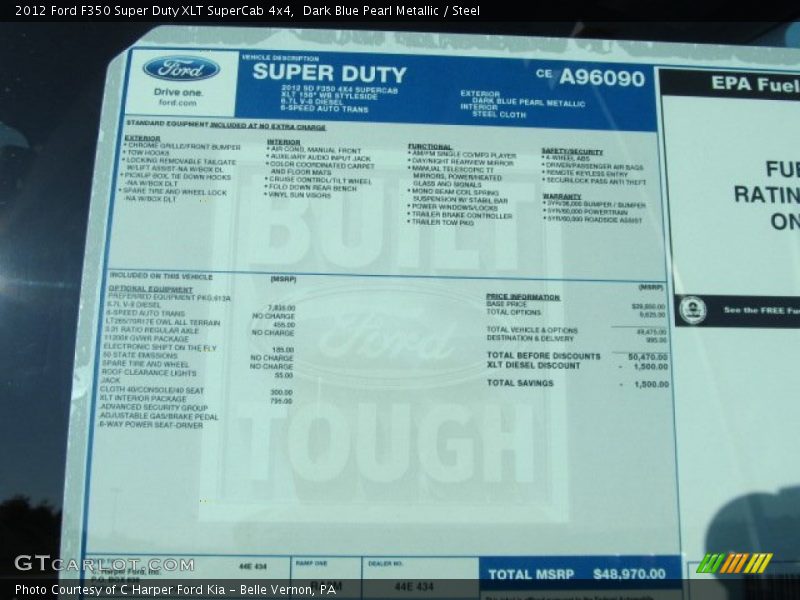  2012 F350 Super Duty XLT SuperCab 4x4 Window Sticker