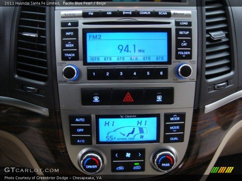 Pacific Blue Pearl / Beige 2011 Hyundai Santa Fe Limited