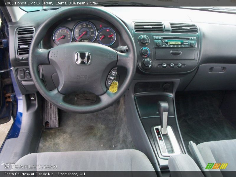 Eternal Blue Pearl / Gray 2003 Honda Civic EX Sedan