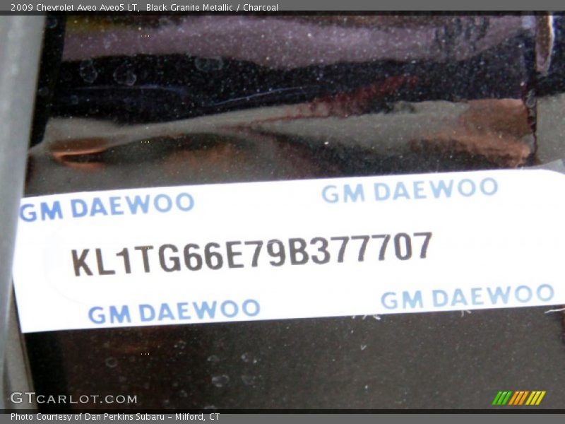 Info Tag of 2009 Aveo Aveo5 LT